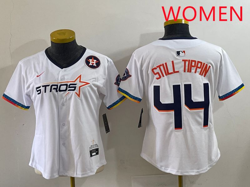Women Houston Astros 44 Still Tippin White Four generations Joint Name 2025 Nike MLB Jersey style 11